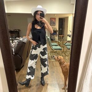 Mademe cow print high rise wide leg pants